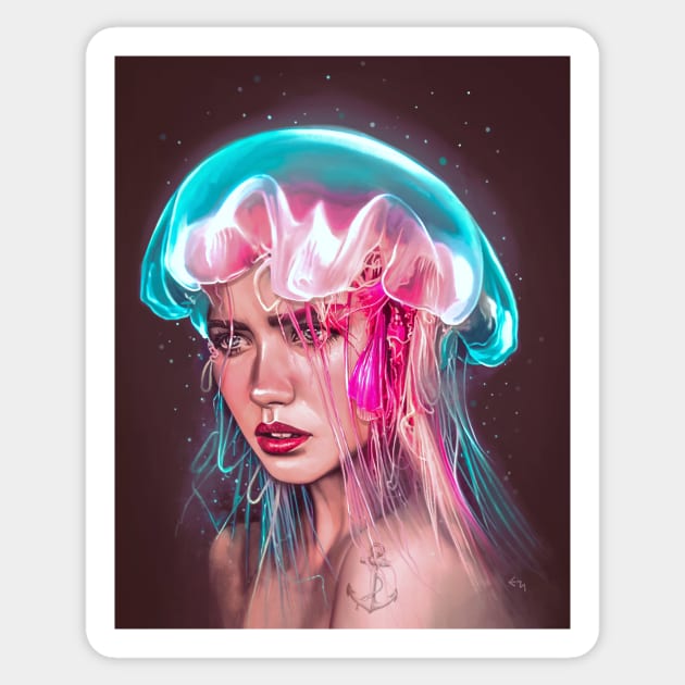 Jellyfish girl Sticker by ElenaM